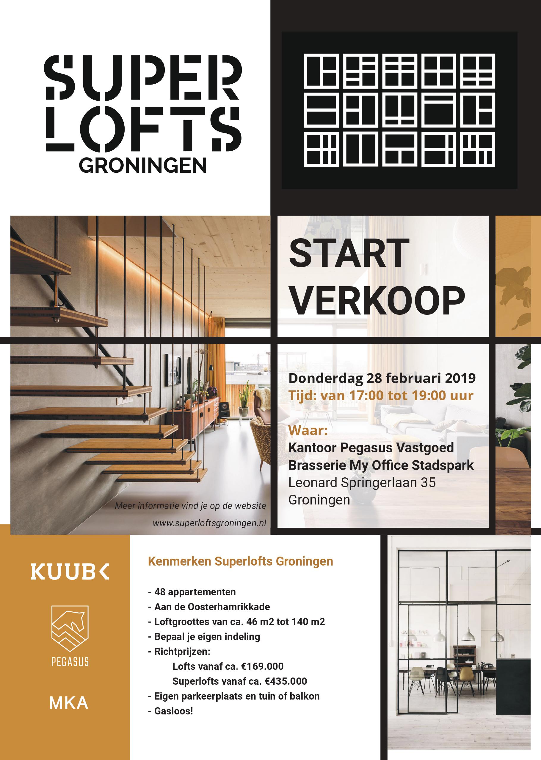 Superlofts, start verkoop 28 februari, van 17:00 tot 19:00 uur